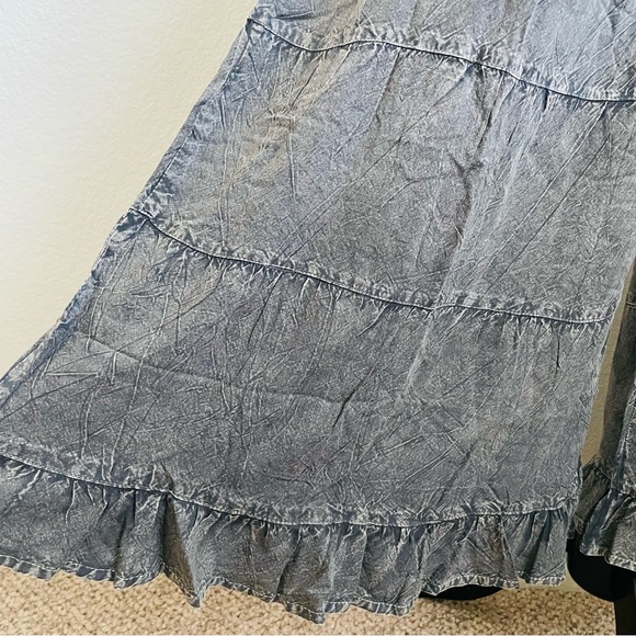 Cute Options Flowy Whitewashed Gray Ruffled Wide Leg Pants - Picture 8 of 10